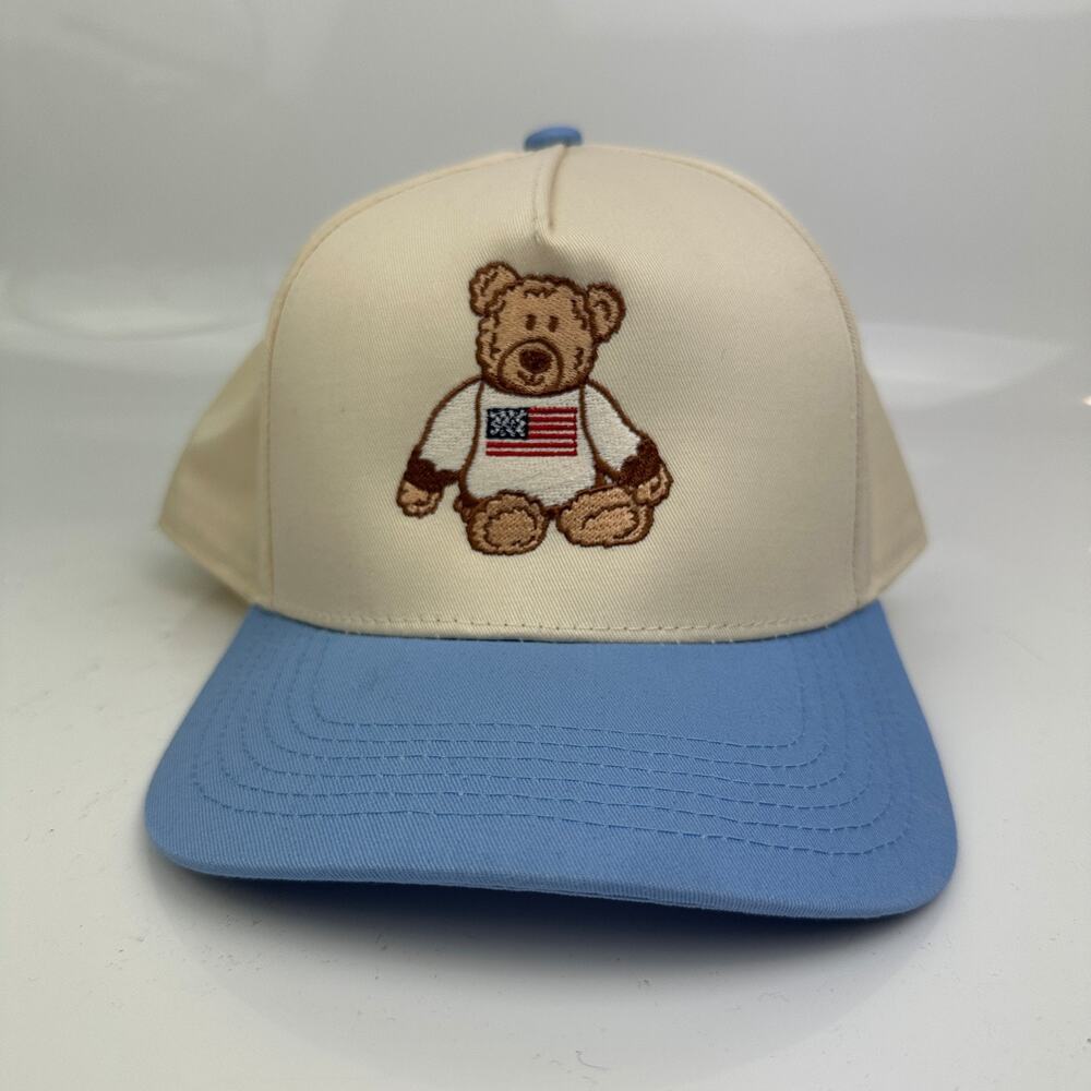 Teddy In A Sweater Trucker Hat Women's Light Blue Cap Star-Spangled Teddy